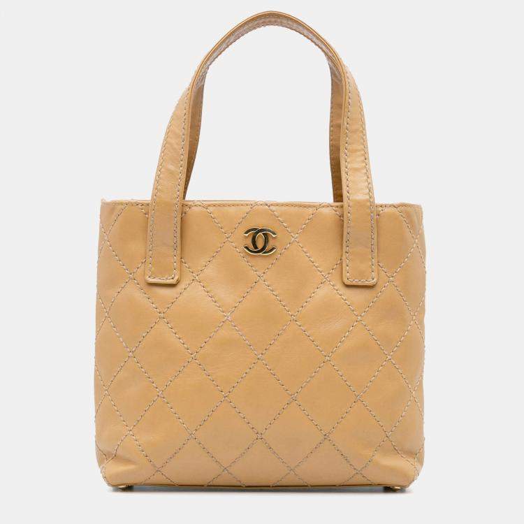 Pre Owned Chanel Brown CC Wild Stitch Calfskin Handbag