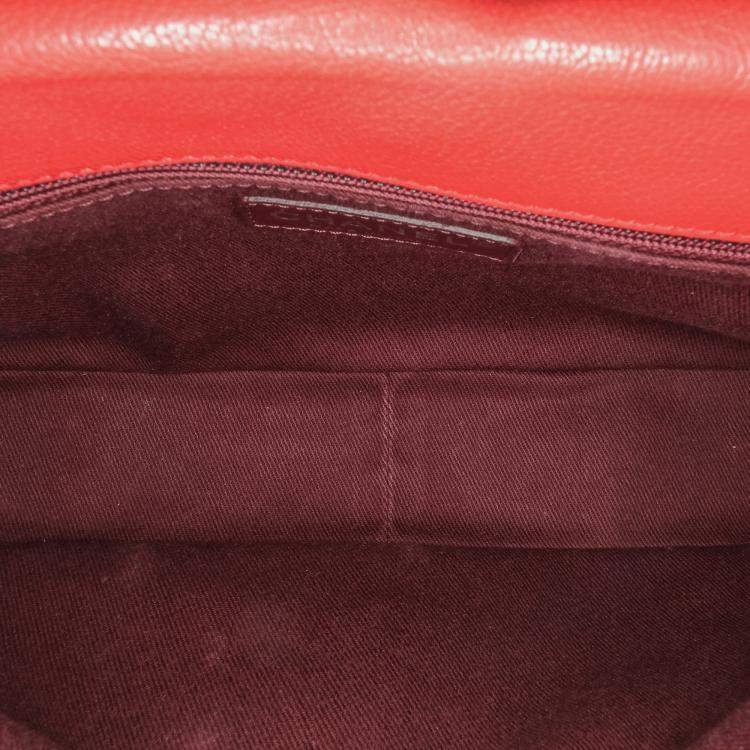 Pre Owned Chanel Red Small Quilted Goatskin Double Carry Waist Chain Flap