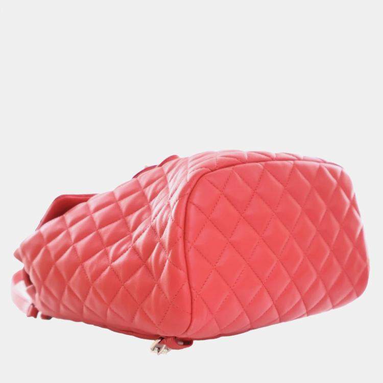 Pre Owned Chanel Red Small Lambskin Urban Spirit Backpack