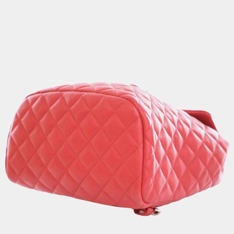 Pre Owned Chanel Red Small Lambskin Urban Spirit Backpack