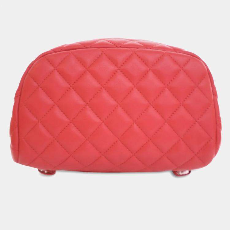 Pre Owned Chanel Red Small Lambskin Urban Spirit Backpack