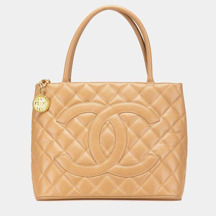 Pre Owned Chanel Brown Caviar Medallion Tote