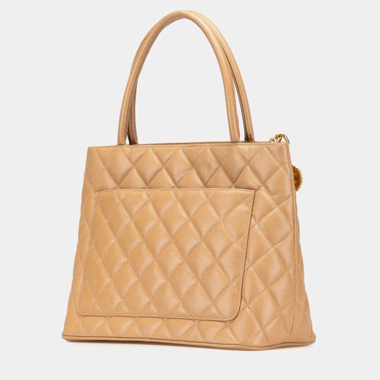Pre Owned Chanel Brown Caviar Medallion Tote