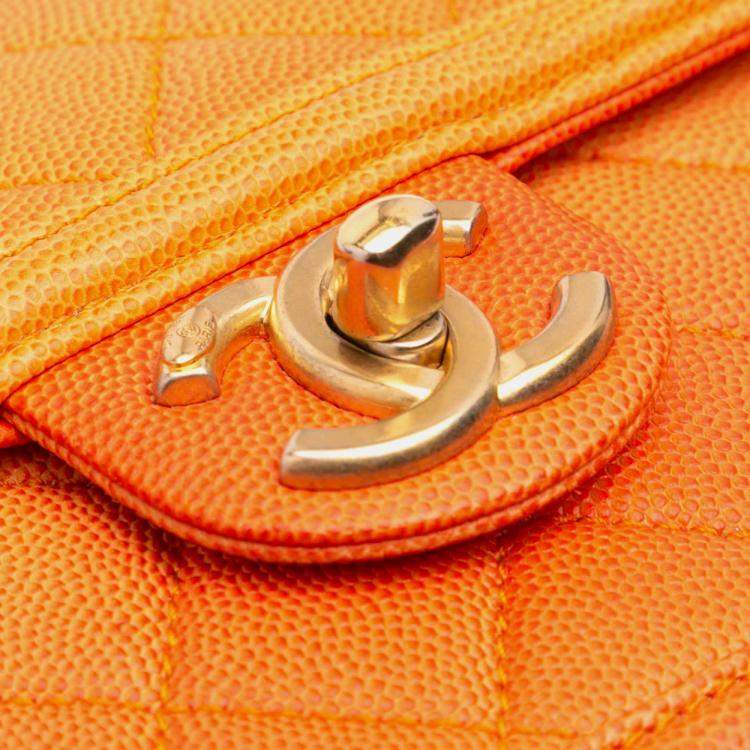 مملوكة مسبقًا Chanel Orange Small Quilted Caviar Sunset On The Sea Flap