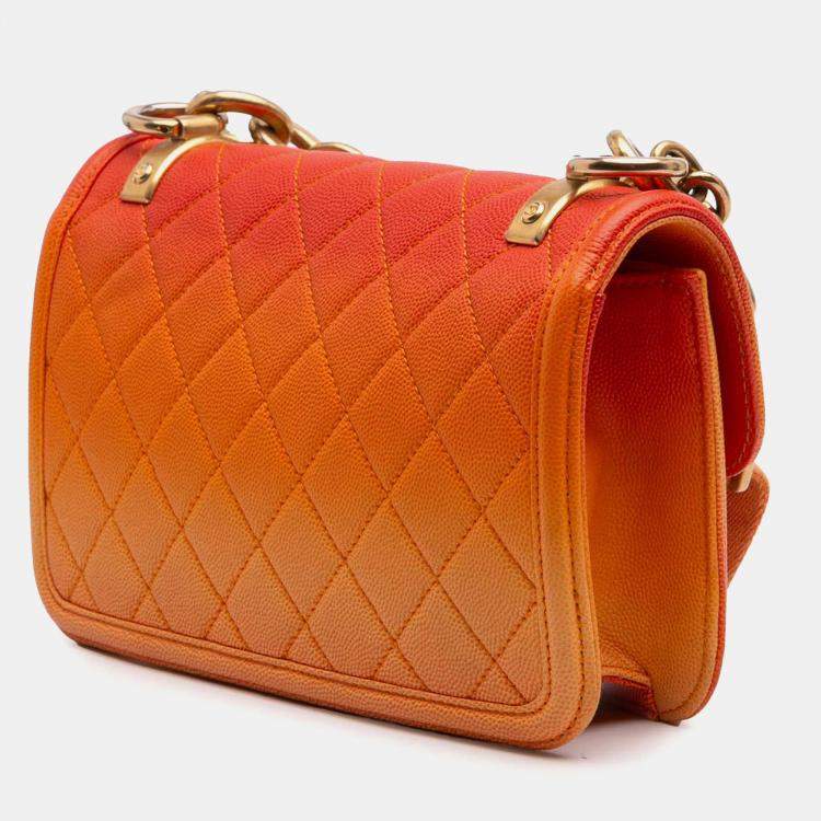 مملوكة مسبقًا Chanel Orange Small Quilted Caviar Sunset On The Sea Flap