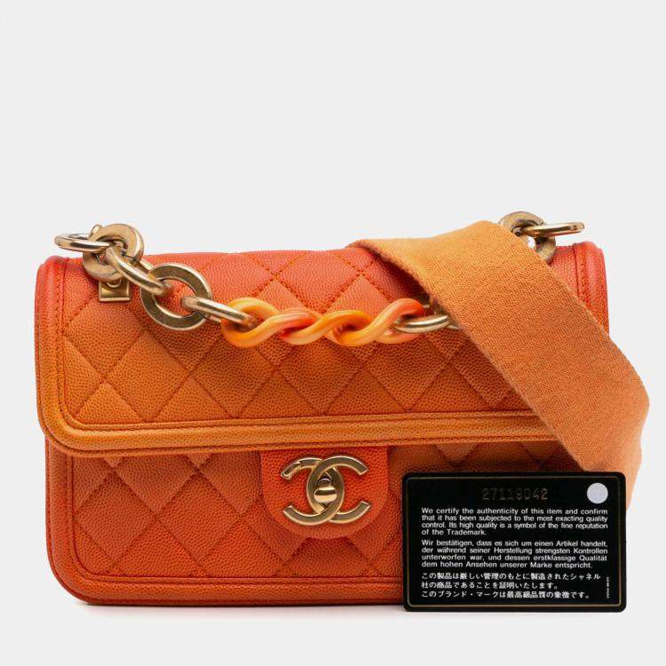 مملوكة مسبقًا Chanel Orange Small Quilted Caviar Sunset On The Sea Flap