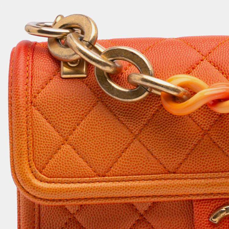 مملوكة مسبقًا Chanel Orange Small Quilted Caviar Sunset On The Sea Flap