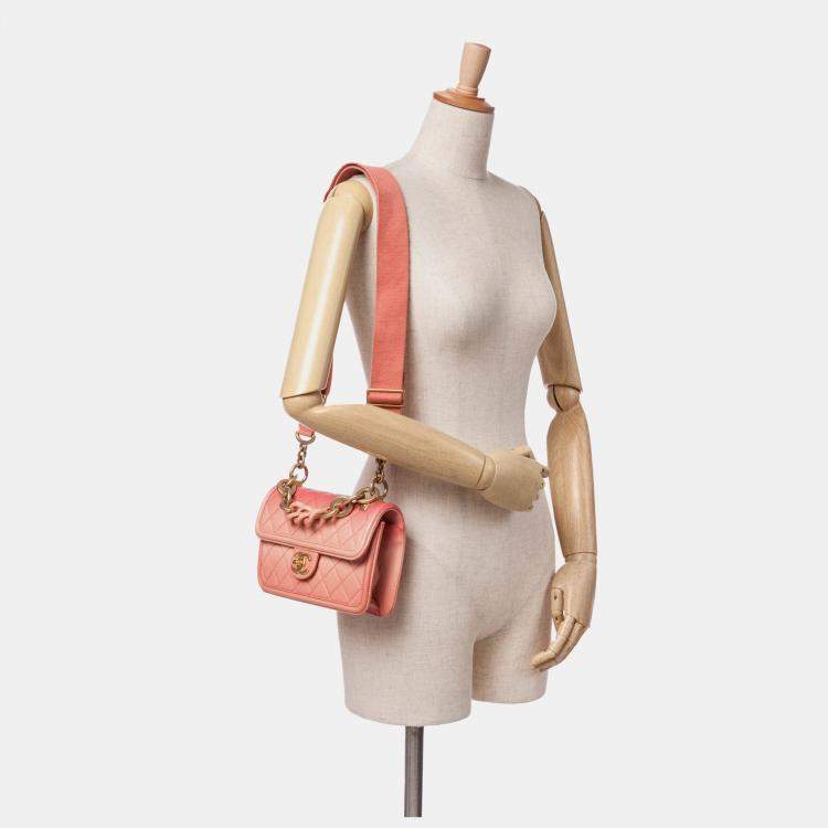 Pre Owned Chanel Pink Small Quilted Caviar Sunset On The Sea Flap