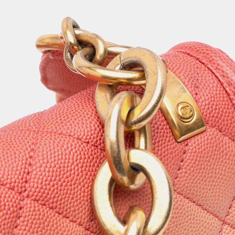 Pre Owned Chanel Pink Small Quilted Caviar Sunset On The Sea Flap