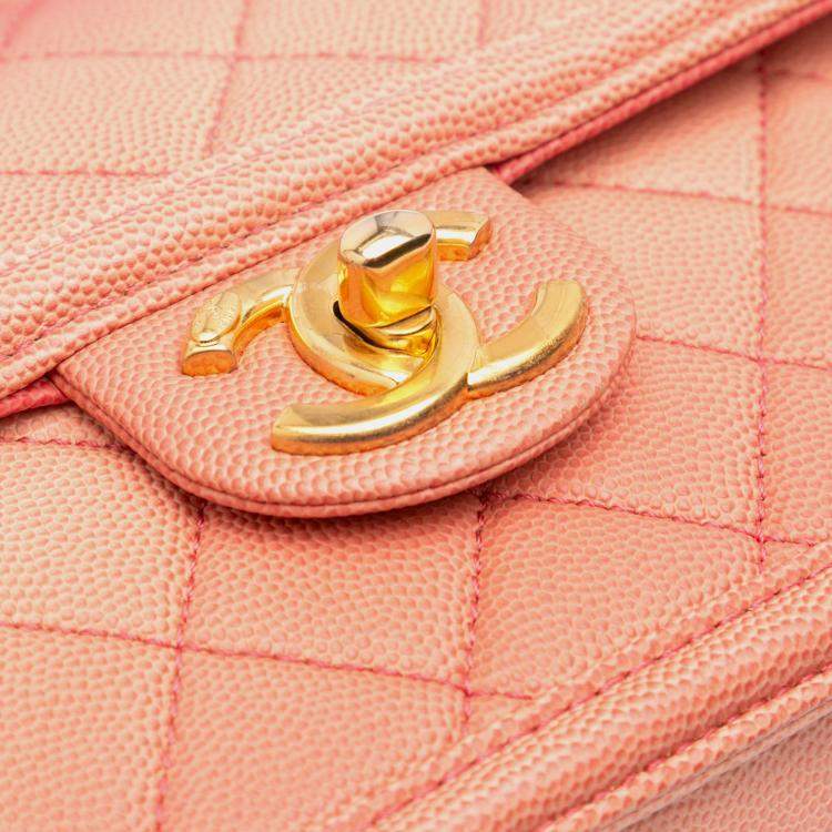 Pre Owned Chanel Pink Small Quilted Caviar Sunset On The Sea Flap