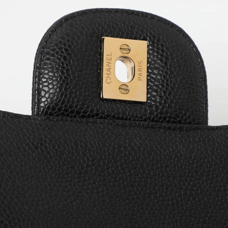 Pre Owned Chanel Classic Double Flap Large Black Caviar Leather Shoulder Bag