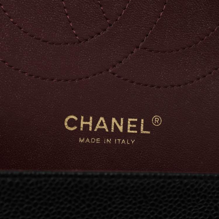 Pre Owned Chanel Classic Double Flap Large Black Caviar Leather Shoulder Bag