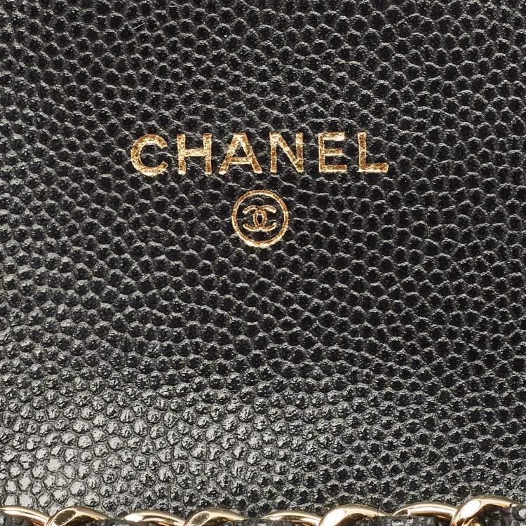 Pre Owned Chanel Classic Black Quilted Caviar Leather Coin Purse with Chain