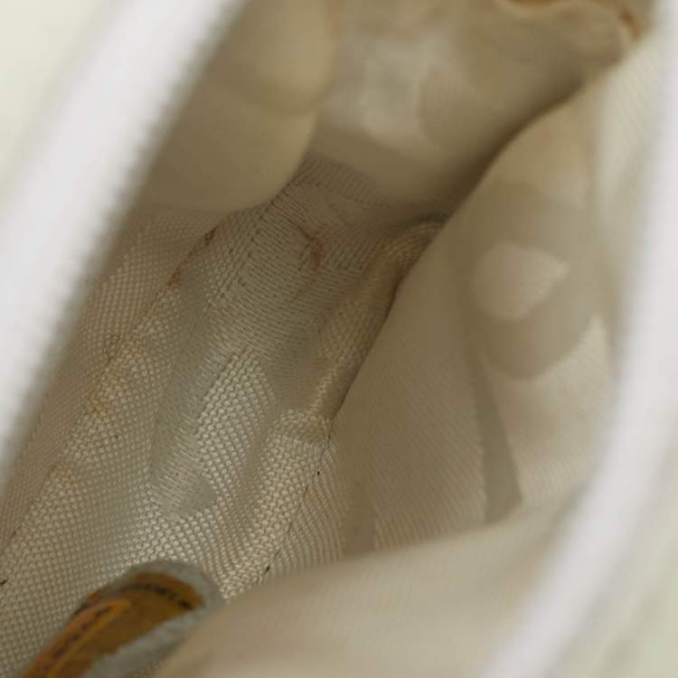 Pre Owned Chanel Cambon Ligne Off White Quilted Leather Coin Purse