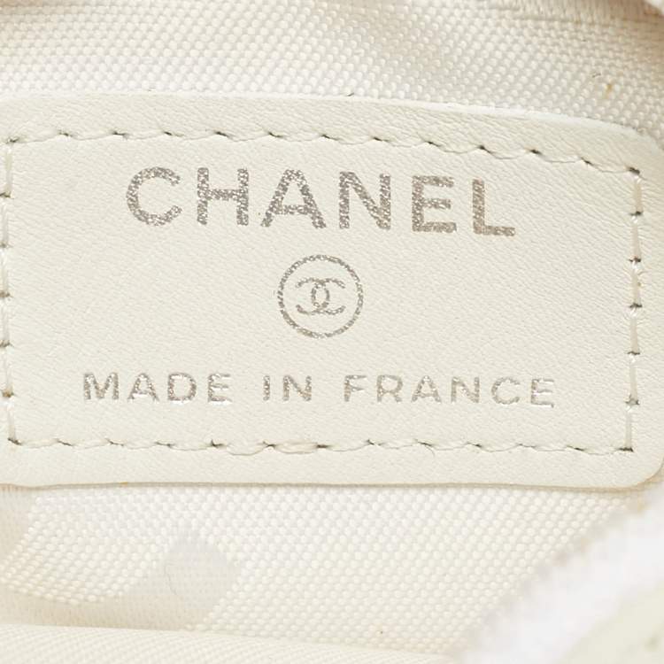 Pre Owned Chanel Cambon Ligne Off White Quilted Leather Coin Purse