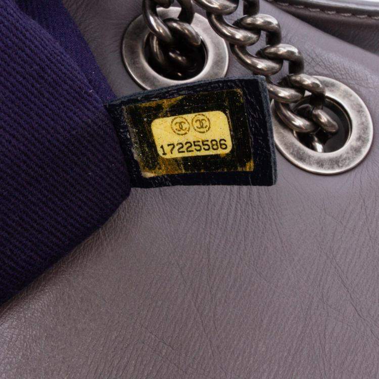 Pre Owned Chanel Purple Quilted Aged Calfskin CC Square Flap