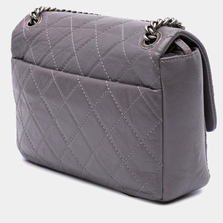 Pre Owned Chanel Purple Quilted Aged Calfskin CC Square Flap