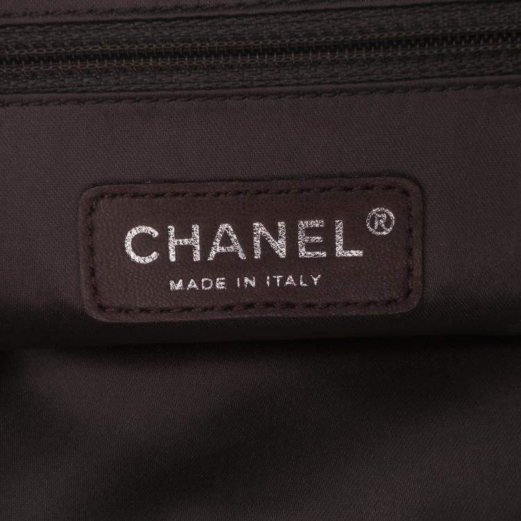 Pre Owned Chanel Gold Perforated Crackled Metallic Calfskin Drill Tote