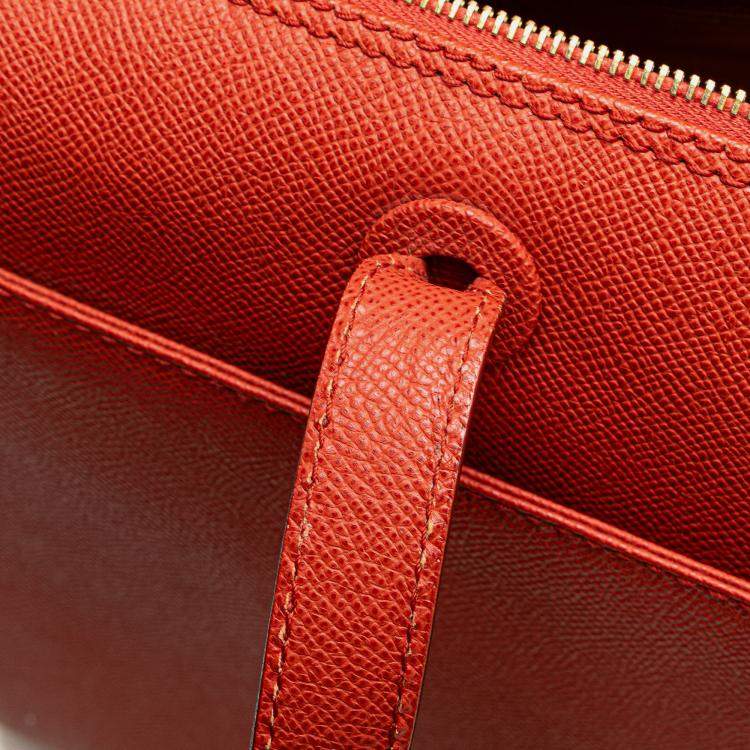 Pre Owned Chanel Orange Grained Calfskin Tote