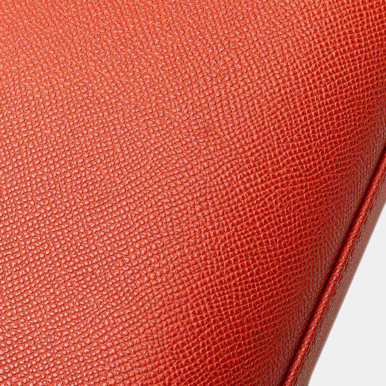 Pre Owned Chanel Orange Grained Calfskin Tote