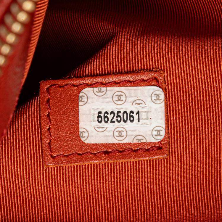 Pre Owned Chanel Orange Grained Calfskin Tote