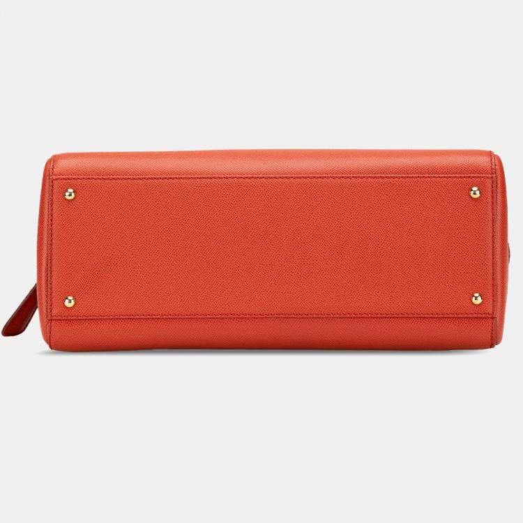 Pre Owned Chanel Orange Grained Calfskin Tote