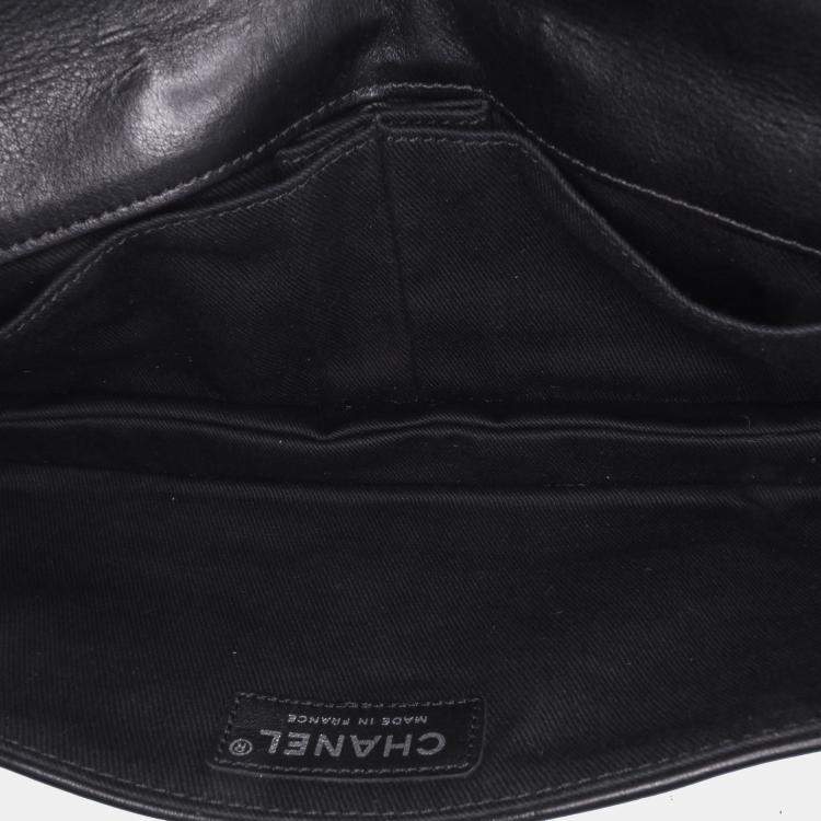 Pre Owned Chanel Black Quilted Calfskin Star Attitude Grommet Fold Over Clutch