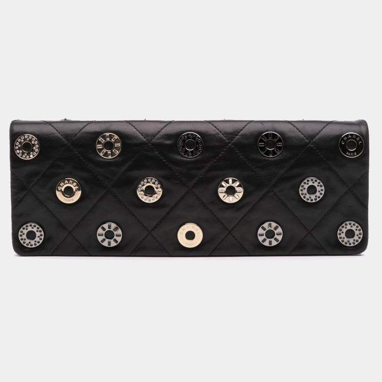 Pre Owned Chanel Black Quilted Calfskin Star Attitude Grommet Fold Over Clutch