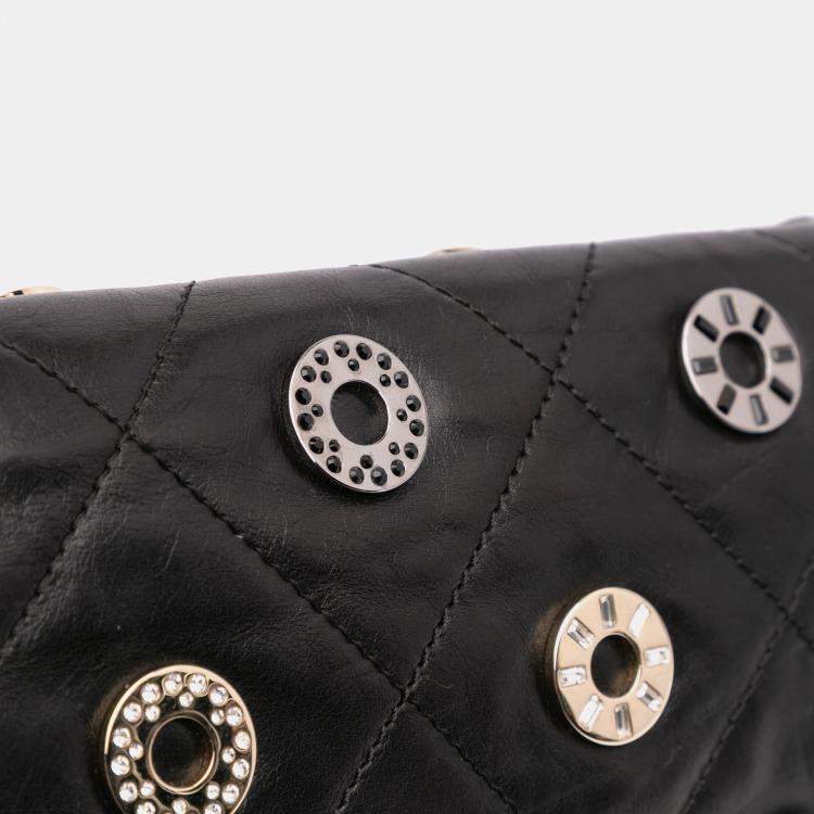 Pre Owned Chanel Black Quilted Calfskin Star Attitude Grommet Fold Over Clutch