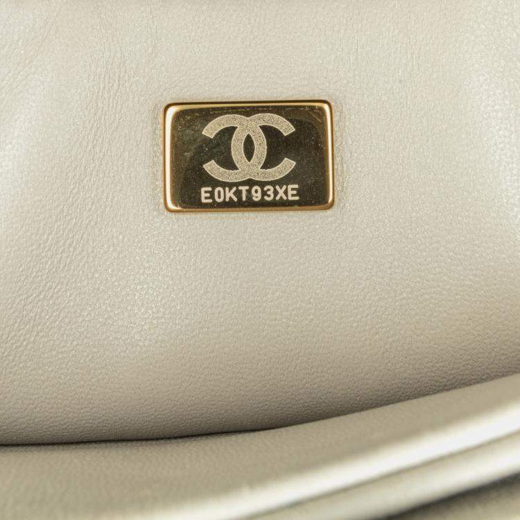 Pre Owned Chanel Grey Quilted Shearling Chain Flap