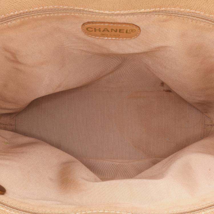Pre Owned Chanel Brown Grained Calfskin Tortoise Top Handle Tote