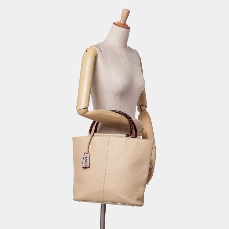 Pre Owned Chanel Brown Grained Calfskin Tortoise Top Handle Tote