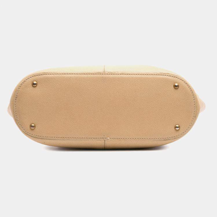 Pre Owned Chanel Brown Grained Calfskin Tortoise Top Handle Tote