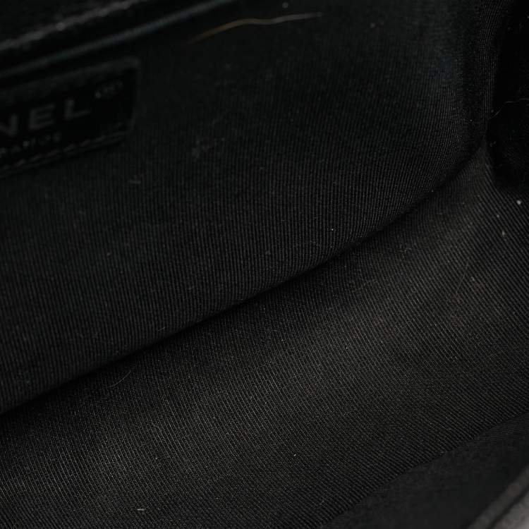 Pre Owned Chanel Boy Medium Black Quilted Caviar Leather Flap Bag