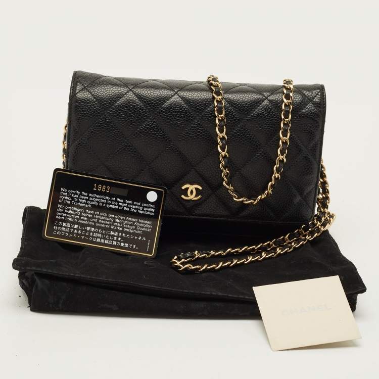 Pre Owned Chanel Classic WOC Black Quilted Caviar Leather Bag