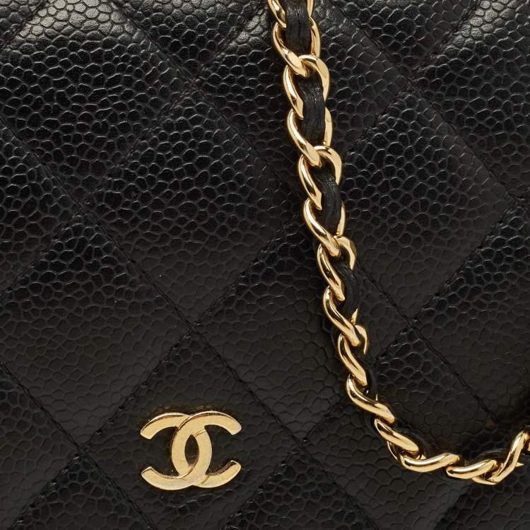 Pre Owned Chanel Classic WOC Black Quilted Caviar Leather Bag