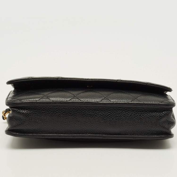 Pre Owned Chanel Classic WOC Black Quilted Caviar Leather Bag