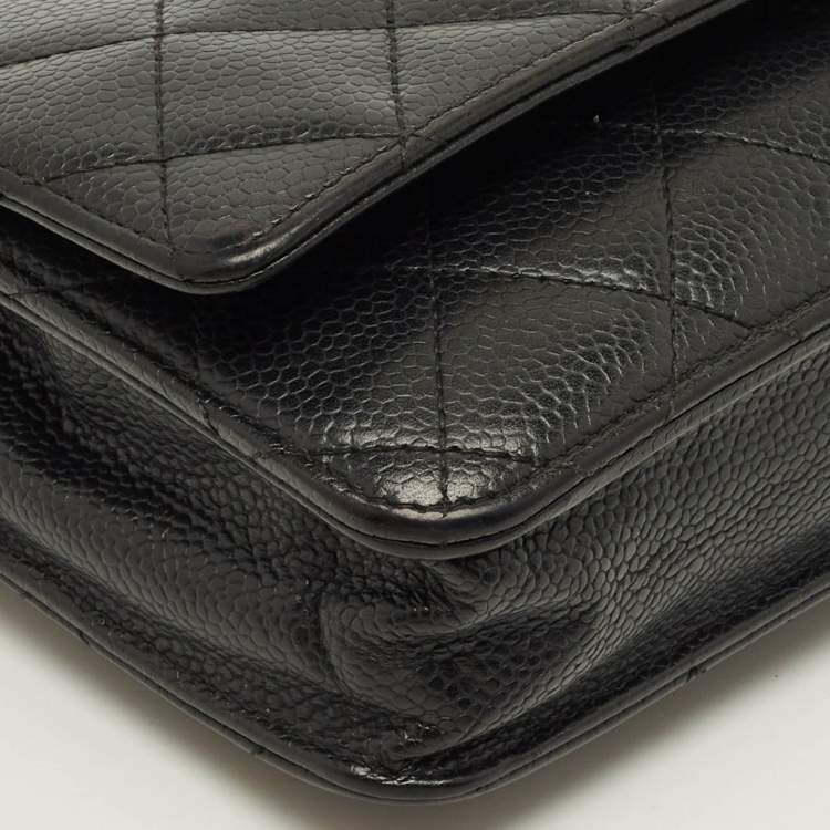 Pre Owned Chanel Classic WOC Black Quilted Caviar Leather Bag