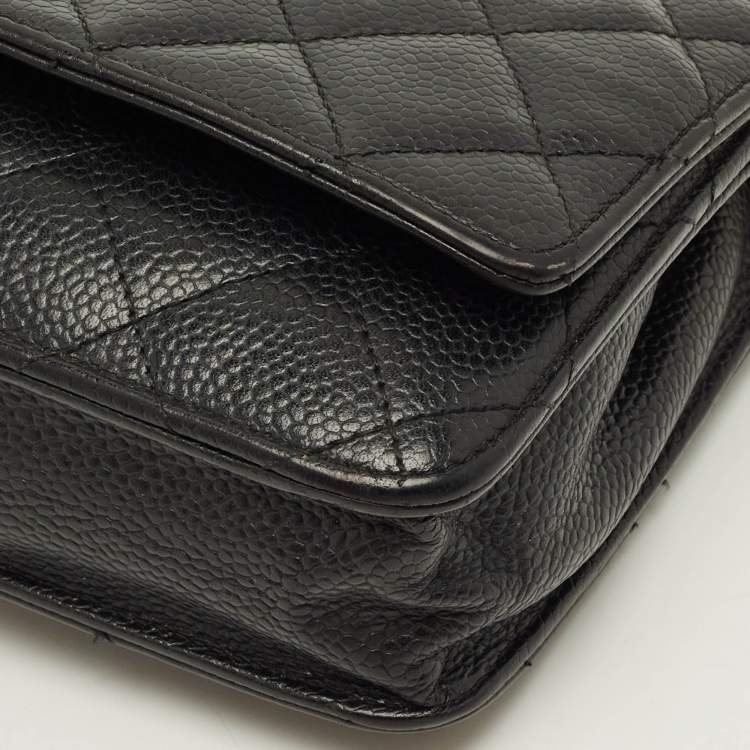 Pre Owned Chanel Classic WOC Black Quilted Caviar Leather Bag
