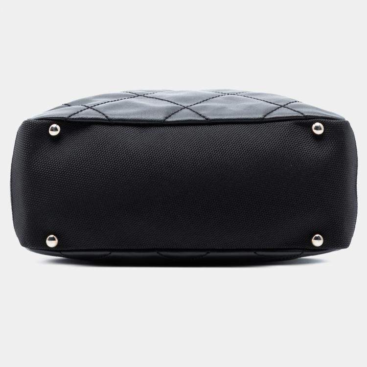 Pre Owned Chanel Black Small Quilted Coated Canvas Paris Biarritz Tote