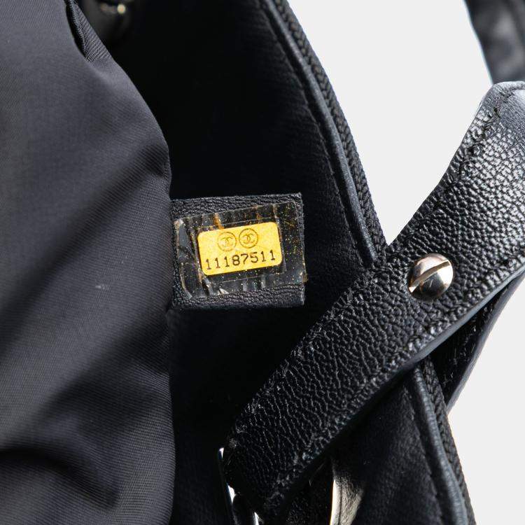 Pre Owned Chanel Black Small Quilted Coated Canvas Paris Biarritz Tote