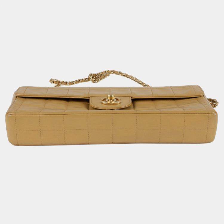 Pre Owned Chanel Chocolate Bar Brown Leather Flap Shoulder Bag