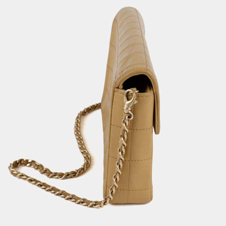 Pre Owned Chanel Chocolate Bar Brown Leather Flap Shoulder Bag