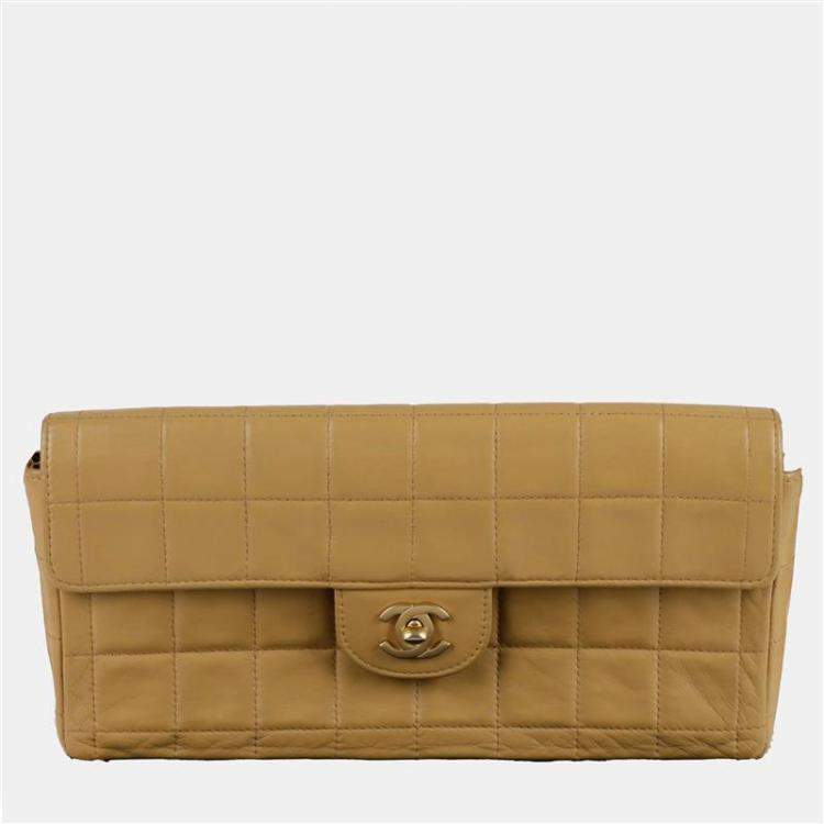 Pre Owned Chanel Chocolate Bar Brown Leather Flap Shoulder Bag