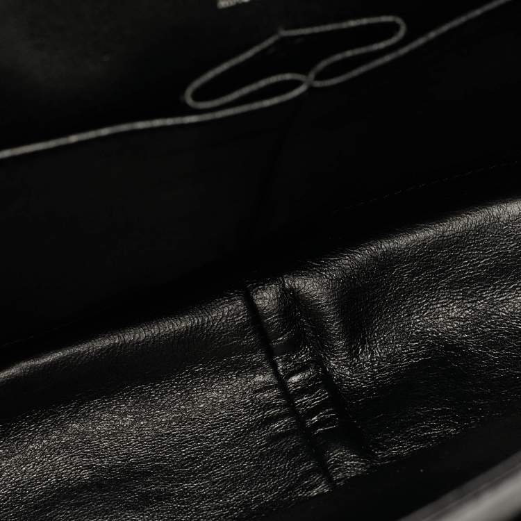 Pre Owned Chanel 2.55 Reissue 227 Black Quilted Glazed Aged Leather Flap Bag