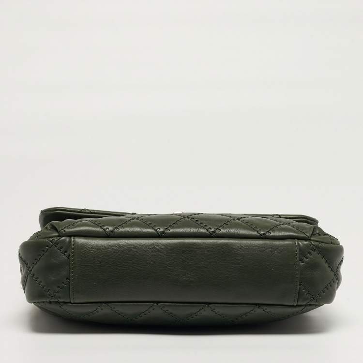 Pre Owned Chanel Green Ultimate Stitch Quilted Leather Retro Chain Flap Bag