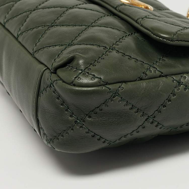 Pre Owned Chanel Green Ultimate Stitch Quilted Leather Retro Chain Flap Bag