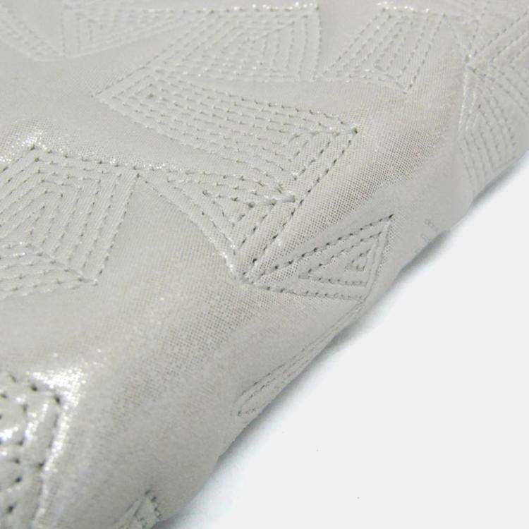 Pre Owned Chanel Star Emboss Lambskin Chain/Shoulder Wallet Silver