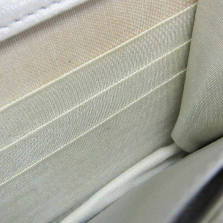 Pre Owned Chanel Star Emboss Lambskin Chain/Shoulder Wallet Silver