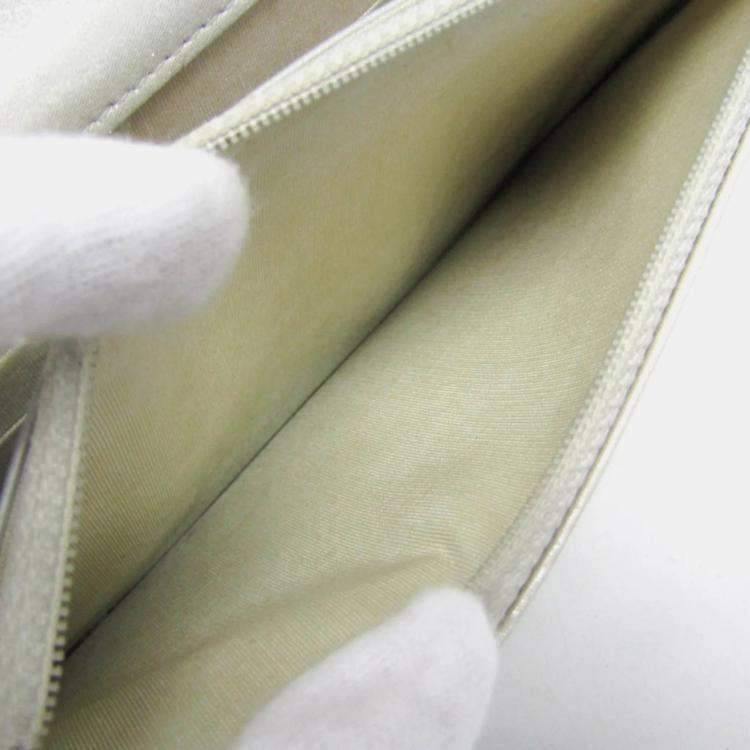 Pre Owned Chanel Star Emboss Lambskin Chain/Shoulder Wallet Silver